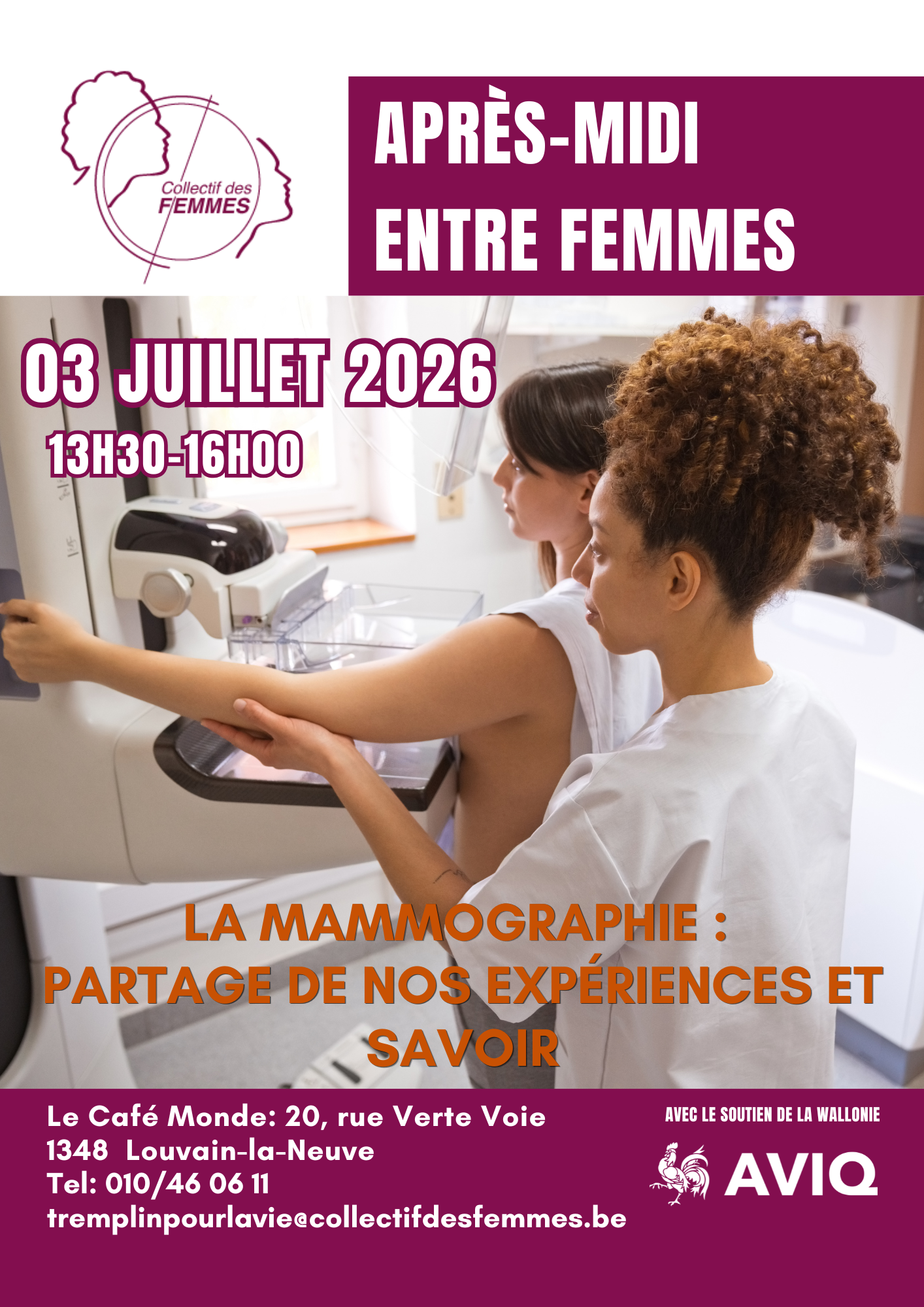 Affiche de l'activité « Après-midi entre femmes » organisée par le Collectif des Femmes.