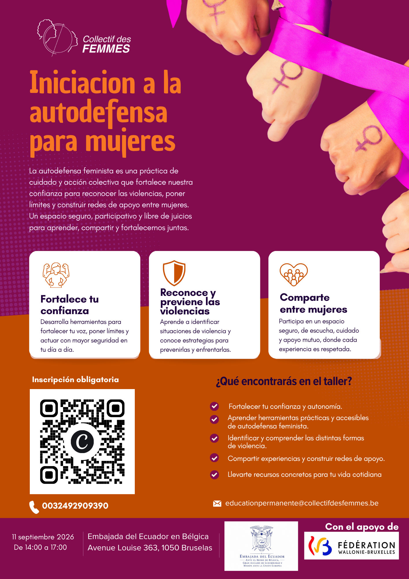 Iniciación a la autodefensa para mujeres – 11 de septiembre de 2026 en Bruselas