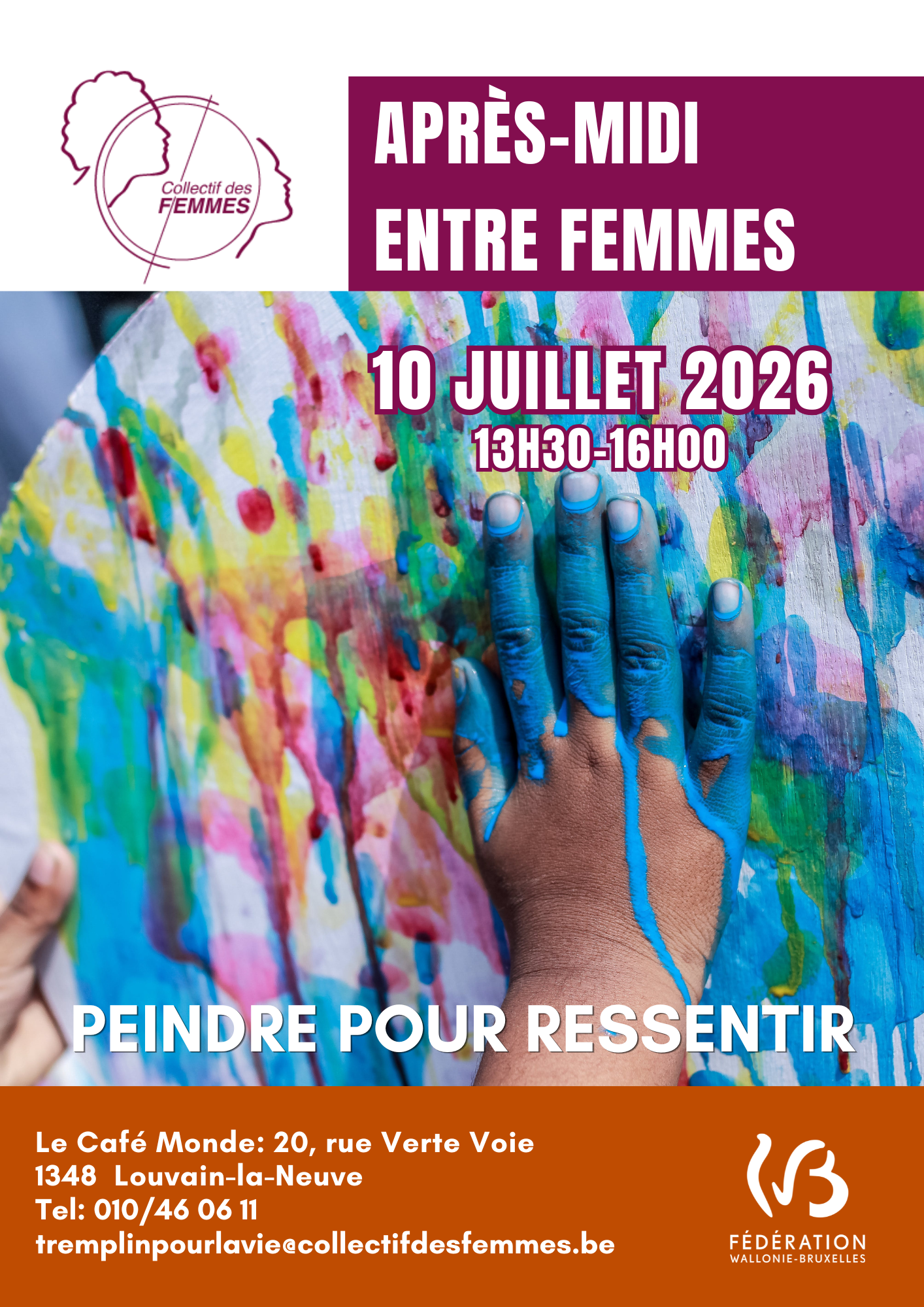 Atelier Peindre pour ressentir à Louvain-la-Neuve le 10 juillet 2026