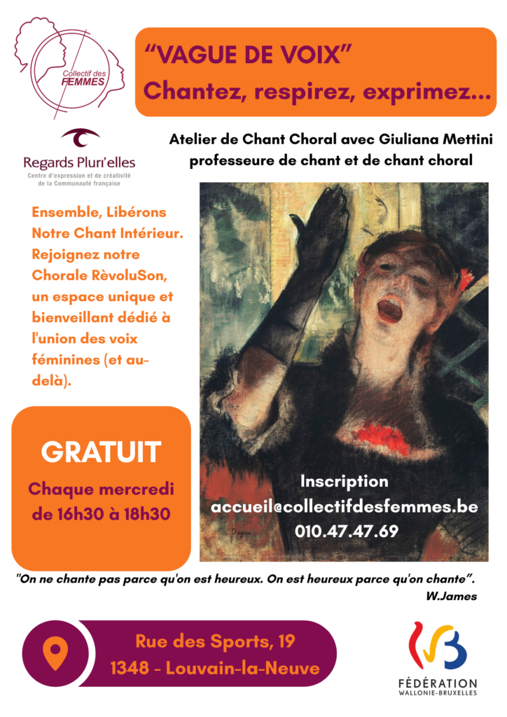 Affiche de l’atelier de chant choral Vague de Voix à Louvain-la-Neuve