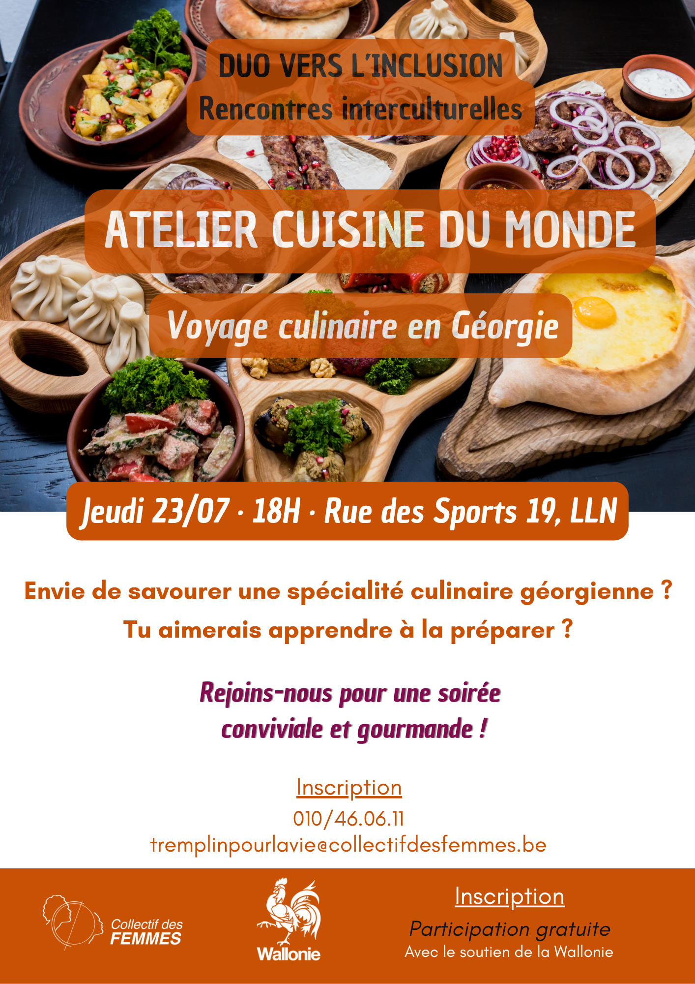 Atelier de cuisine géorgienne Duo vers l’inclusion à Louvain-la-Neuve