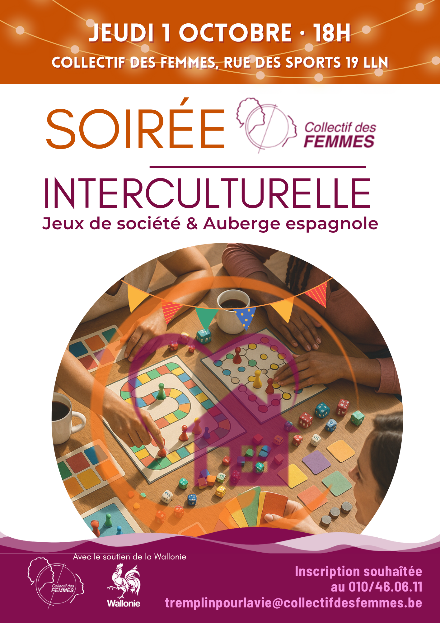 Soirée interculturelle avec jeux de société et auberge espagnole à Louvain-la-Neuve