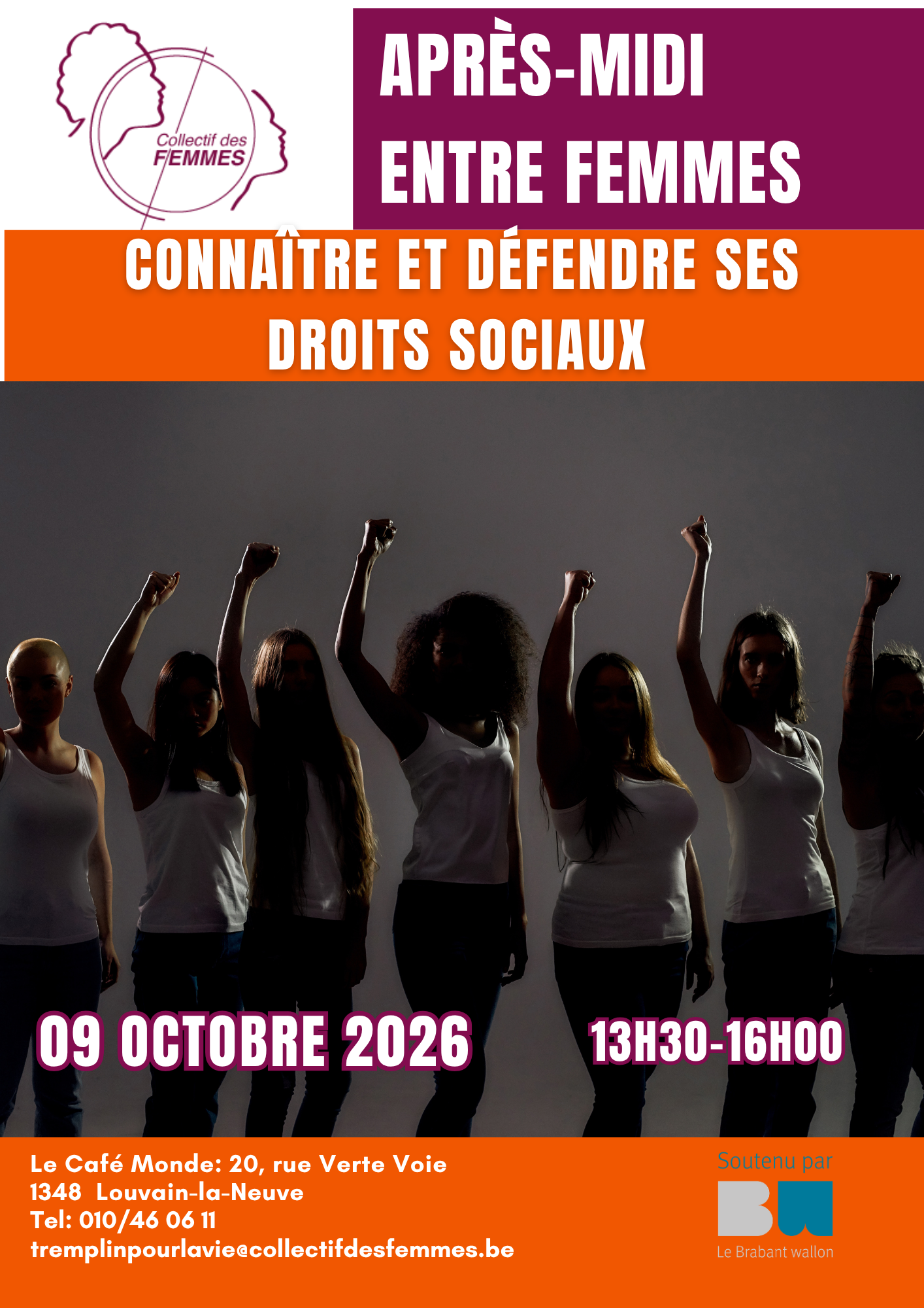 Après-midi entre femmes sur les droits sociaux à Louvain-la-Neuve le 9 octobre 2026